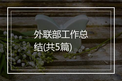 外联部工作总结(共5篇)