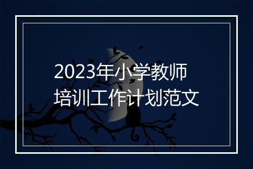 2023年小学教师培训工作计划范文