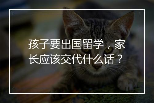 孩子要出国留学，家长应该交代什么话？