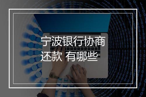 宁波银行协商还款 有哪些