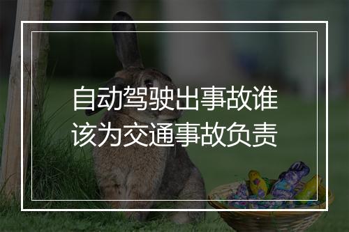 自动驾驶出事故谁该为交通事故负责