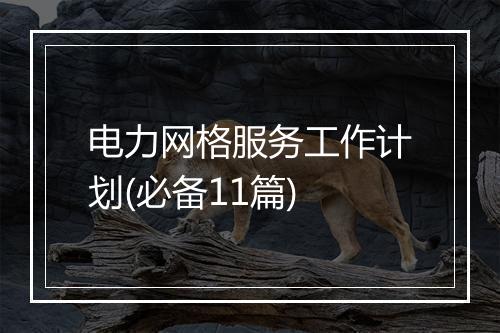 电力网格服务工作计划(必备11篇)