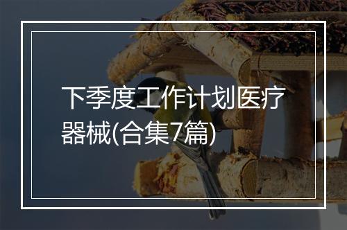 下季度工作计划医疗器械(合集7篇)