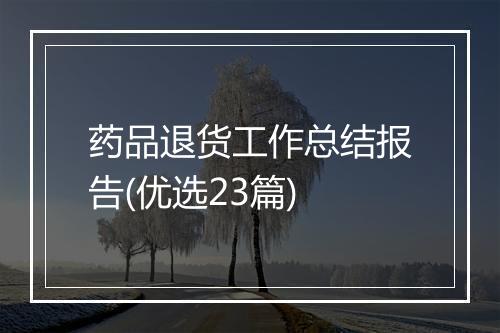 药品退货工作总结报告(优选23篇)