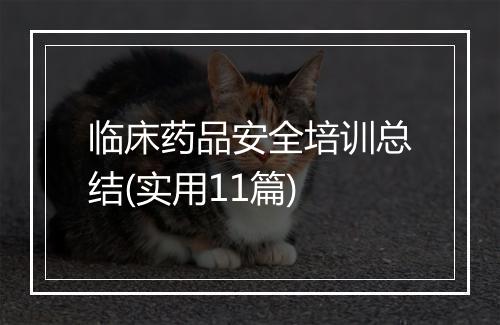 临床药品安全培训总结(实用11篇)