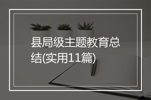 县局级主题教育总结(实用11篇)