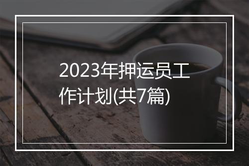 2023年押运员工作计划(共7篇)