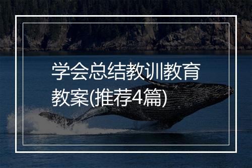学会总结教训教育教案(推荐4篇)