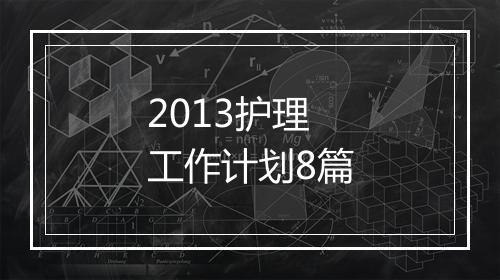 2013护理工作计划8篇