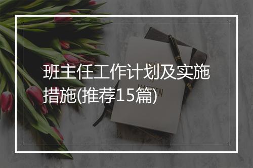 班主任工作计划及实施措施(推荐15篇)