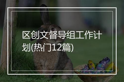 区创文督导组工作计划(热门12篇)