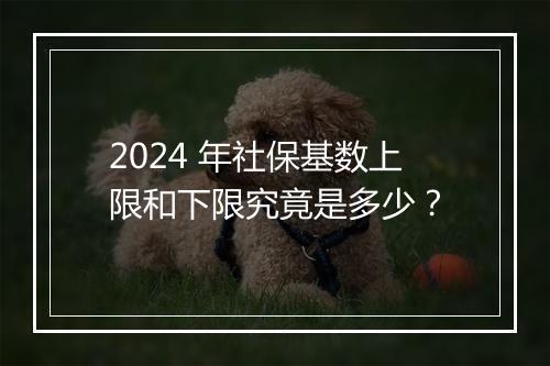 2024 年社保基数上限和下限究竟是多少？