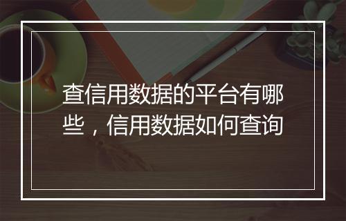 查信用数据的平台有哪些，信用数据如何查询