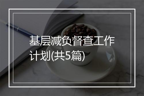 基层减负督查工作计划(共5篇)