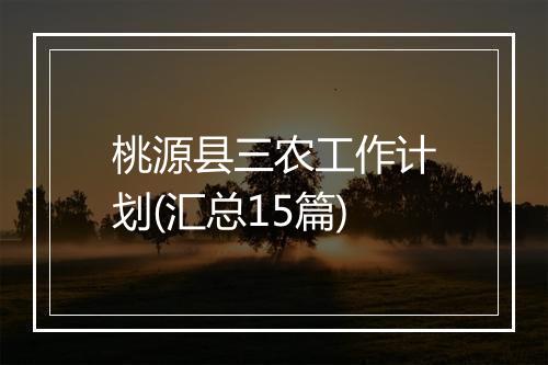 桃源县三农工作计划(汇总15篇)
