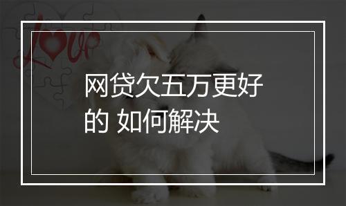 网贷欠五万更好的 如何解决