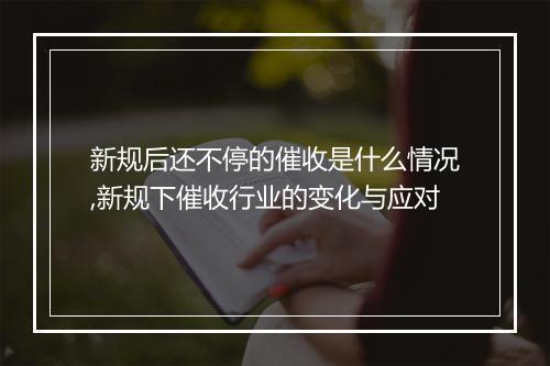 新规后还不停的催收是什么情况,新规下催收行业的变化与应对