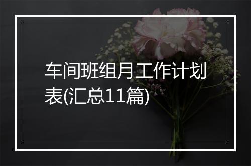 车间班组月工作计划表(汇总11篇)