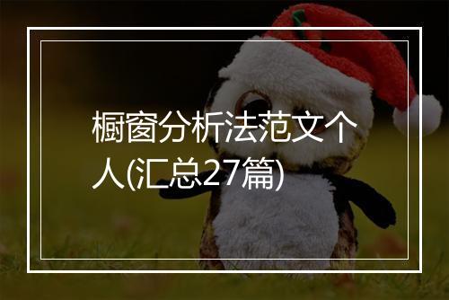 橱窗分析法范文个人(汇总27篇)