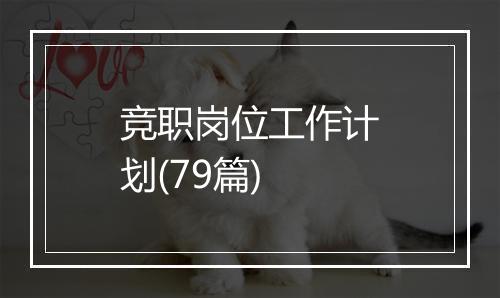 竞职岗位工作计划(79篇)