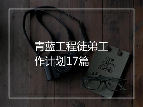 青蓝工程徒弟工作计划17篇