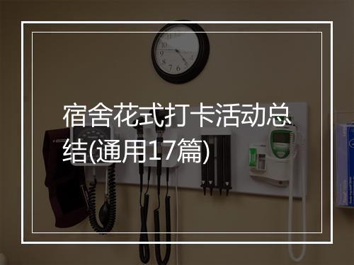 宿舍花式打卡活动总结(通用17篇)