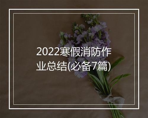2022寒假消防作业总结(必备7篇)