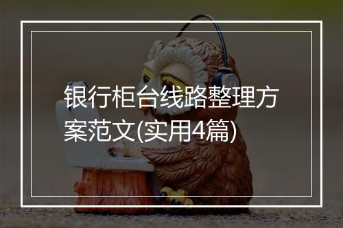 银行柜台线路整理方案范文(实用4篇)