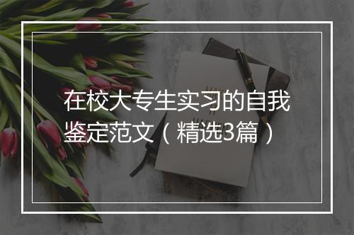 在校大专生实习的自我鉴定范文（精选3篇）