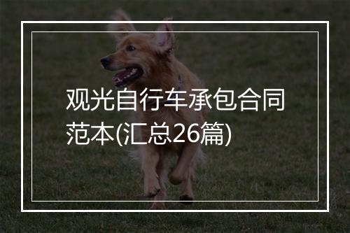观光自行车承包合同范本(汇总26篇)