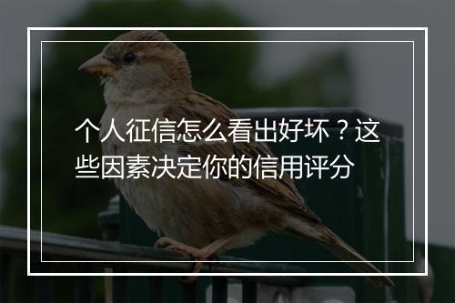个人征信怎么看出好坏？这些因素决定你的信用评分