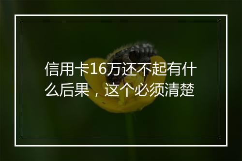 信用卡16万还不起有什么后果，这个必须清楚