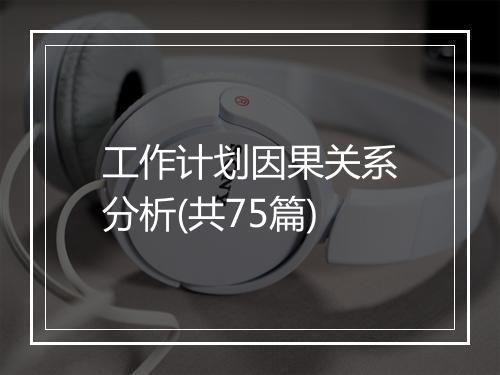 工作计划因果关系分析(共75篇)