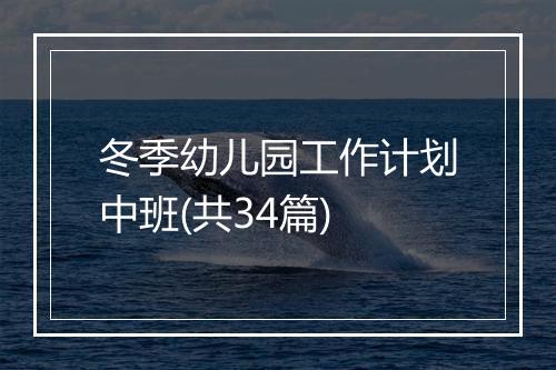 冬季幼儿园工作计划中班(共34篇)