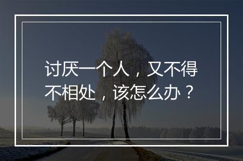 讨厌一个人，又不得不相处，该怎么办？