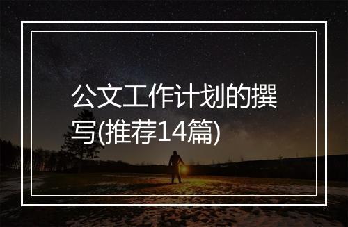 公文工作计划的撰写(推荐14篇)