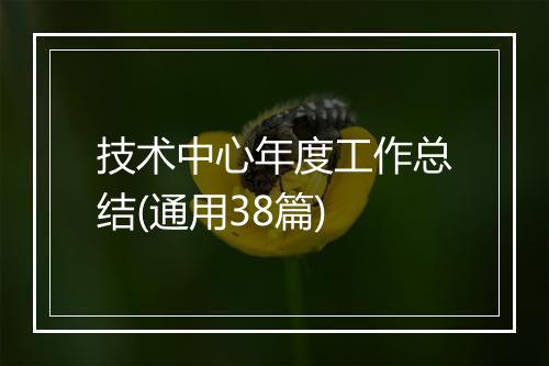 技术中心年度工作总结(通用38篇)