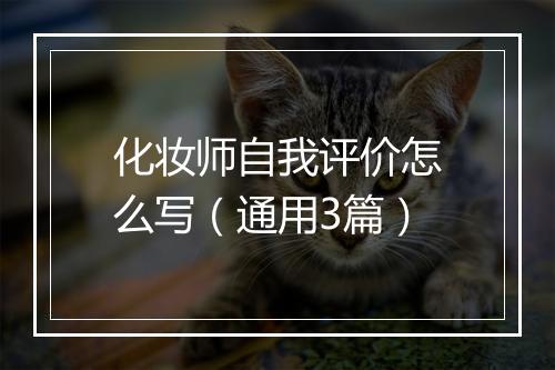 化妆师自我评价怎么写（通用3篇）