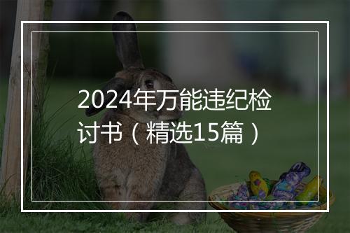 2024年万能违纪检讨书（精选15篇）