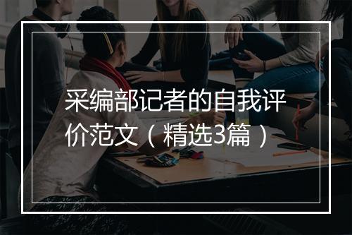 采编部记者的自我评价范文（精选3篇）