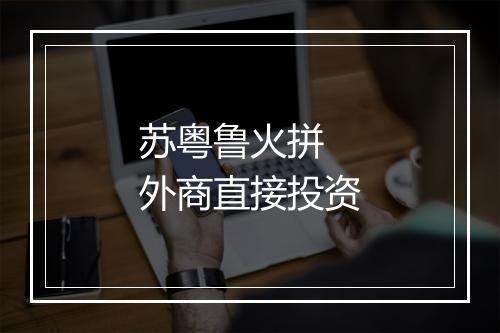 苏粤鲁火拼 外商直接投资