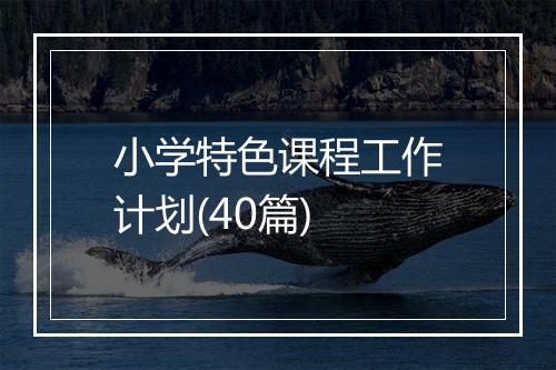 小学特色课程工作计划(40篇)