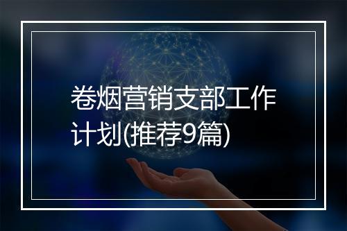 卷烟营销支部工作计划(推荐9篇)