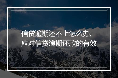 信贷逾期还不上怎么办,应对信贷逾期还款的有效