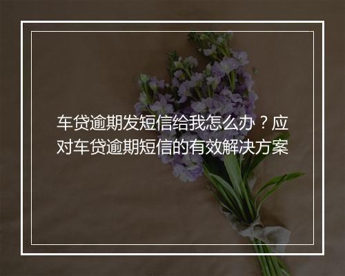 车贷逾期发短信给我怎么办？应对车贷逾期短信的有效解决方案