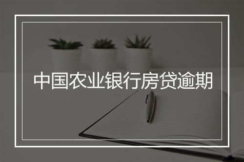 中国农业银行房贷逾期