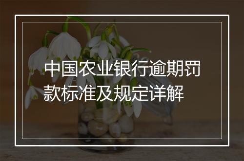 中国农业银行逾期罚款标准及规定详解