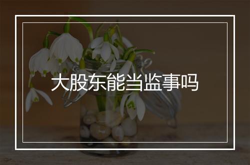 大股东能当监事吗