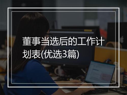 董事当选后的工作计划表(优选3篇)
