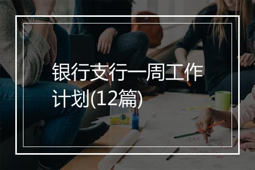 银行支行一周工作计划(12篇)